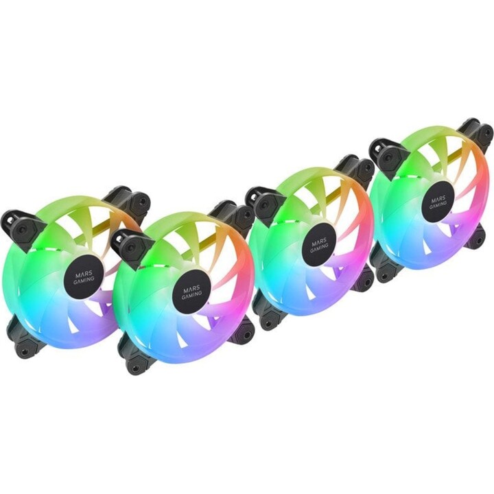 Mars Gaming MF-4A Kit 4x Ventole 120mm ARGB Rainbow Doppio connettore 5V 3pin Nero