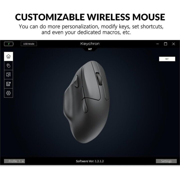 Keychron M7 Wireless Optical USB Mouse/Black M7-A1