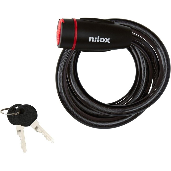Nilox Cable Lock, Bicycle Lock, Key Security, Black