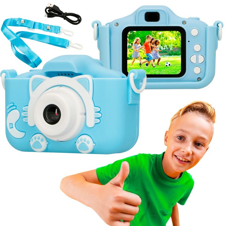 Caméra numérique Extralink Kids H27 bleue, 1080p 30 ips, écran 2 pouces