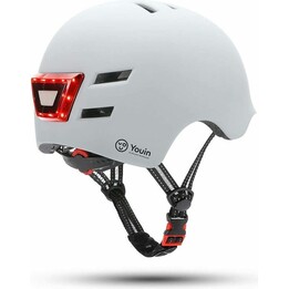 Youin Ma1011, Casco para Patinete con LED Frontal y Trasero, Talla L, Blanco