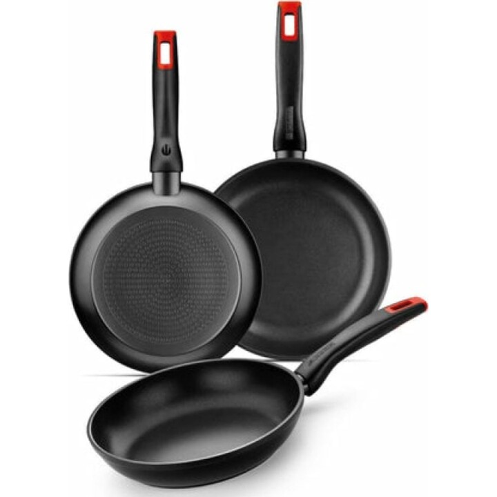 Monix M240000 Set di 3 padelle ×18cm/×22cm/×26cm in alluminio forgiato antiaderente a induzione