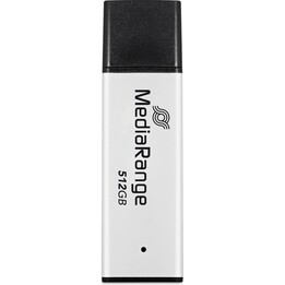 Unidade Flash USB 3.2 Gen1 MediaRange MR1904 512GB Alumínio Preto/Prata 250MB/s Leitura 15g