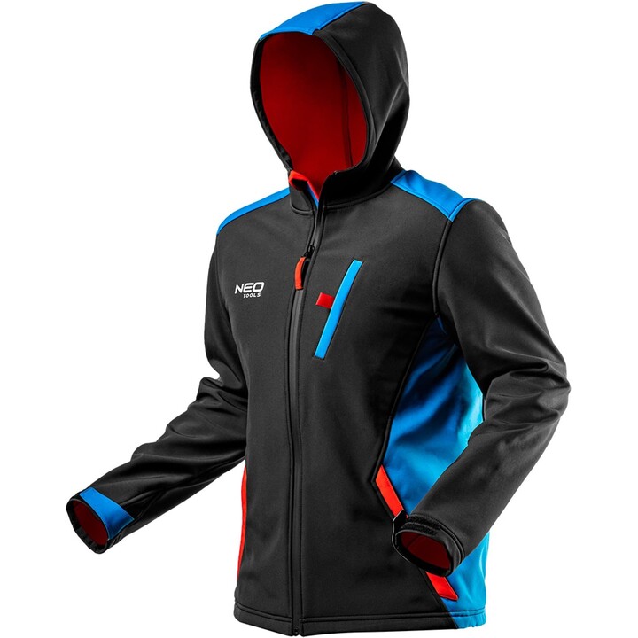 Neo Tools, HD+, High Density Softshell Jacket, Größe M, Schwarz/Blau/Rot