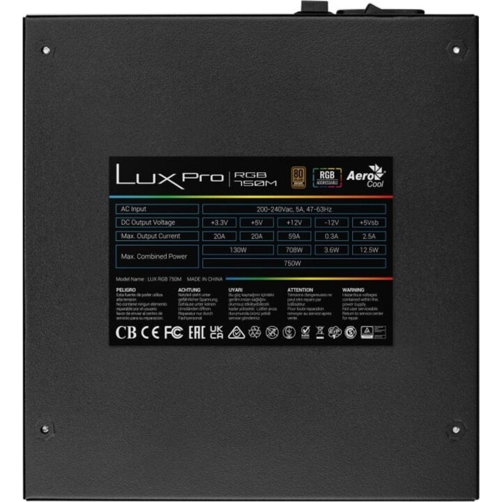 Aerocool LUXPRORGB750M Fuente Alimentación Semi-modular RGB 750W 80plus Bronze 88%