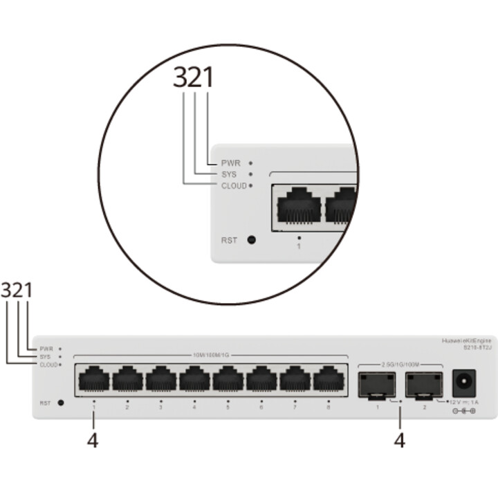 Huawei S210-24t2j (24*10/100/1000base-t Ports, 2*2.5ge Sfp Ports, Built-in Ac Power, Fanless)