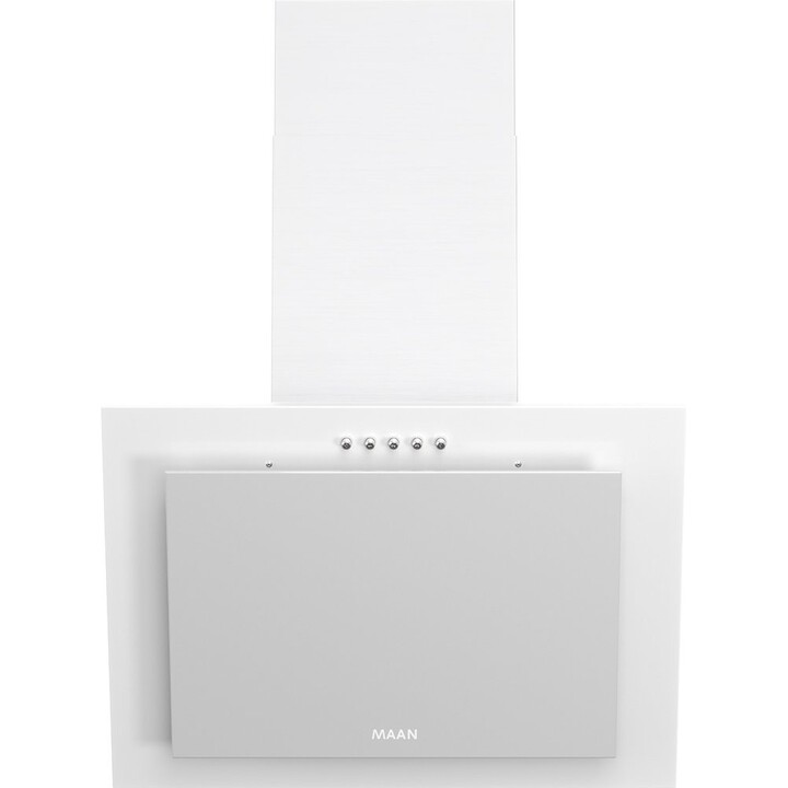 Maan, Vertical Pg 50, Cappa da cucina dal design verticale con vetro temperato e potente aspirazione, bianco