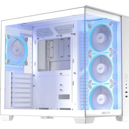 Asus A32 Plus TG ARGB Weißer ATX PC-Tower mit gehärtetem Glas und RGB-Beleuchtung