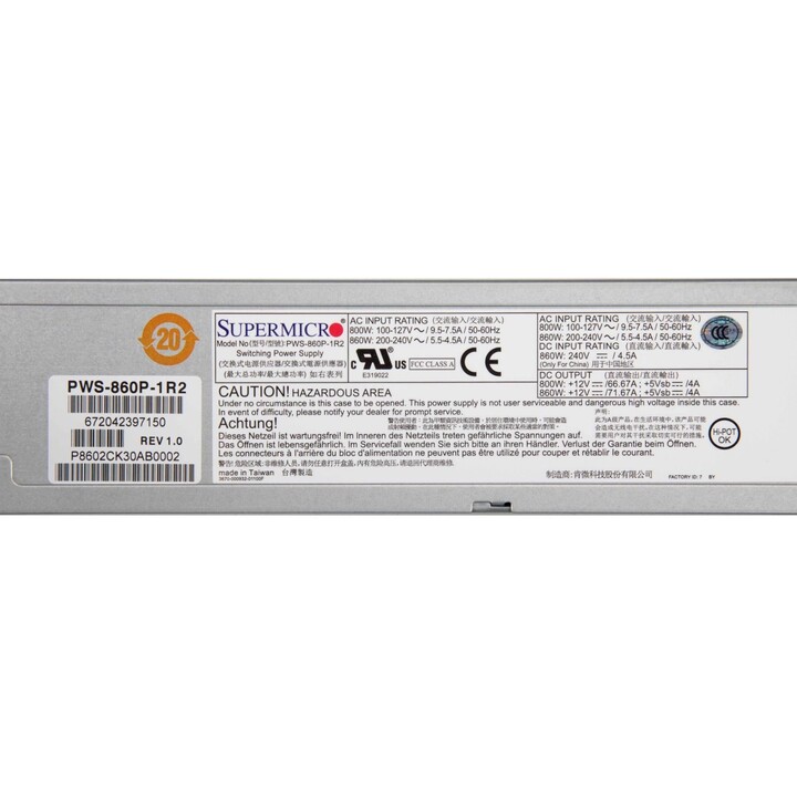 Supermicro PWS-860P-1R2 800W/860W 1U Redundante 80+ Platinum Server PSU PMBus RoHS