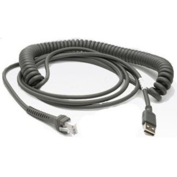 Zebra CBA-U09-C15ZAR Cable en espiral apantallado USB de 4,6 m para LS3408 DS3508