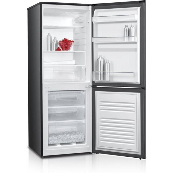 MPM-215-KB-39/E, Frigorífico combi con sistema de enfriamiento estático y estantes de vidrio templado, Inox Oscuro