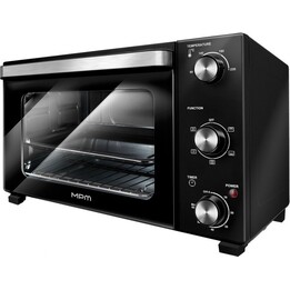 MPM MPE-16/T, forno elettrico compatto da tavolo con controllo della temperatura e timer da 60 minuti, nero