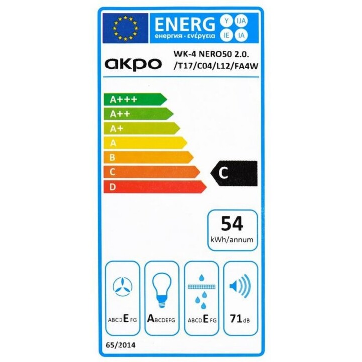 Akpo WK-4 Nero Line 2.0, exaustor de parede de 60 cm com atuador linear e sistema de extração silencioso, Preto