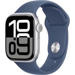 Apple Watch Series 10 GPS 42mm Caja de aluminio en plata con correa deportiva denim Talla S/M