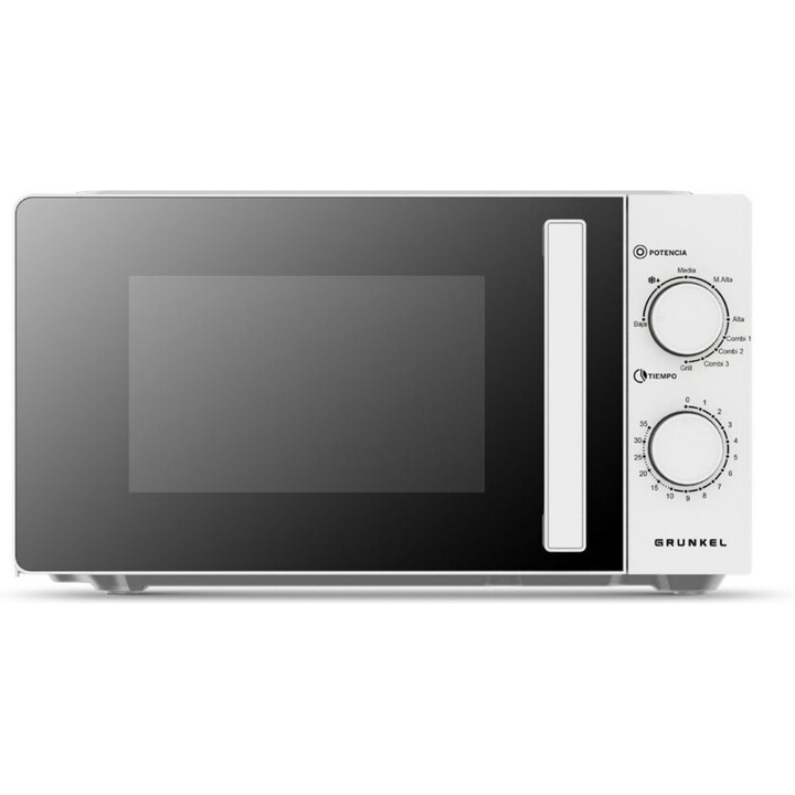 Grunkel MW-20EASY, Microondas de 20L y 700W con controles rotativos simples y 5 niveles de potencia de uso, Blanco