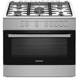 Ravanson KWGE-K90A Cheff, Mixed gas and electric cooker with spacious professional style oven, Silver Black