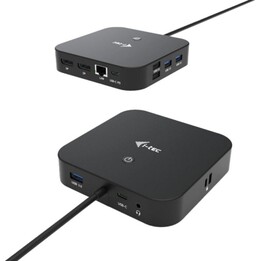 Estação de ancoragem USB-C i-tec C31DUALDPDOCKPD 2xDisplayPort Power Delivery 100W Preto