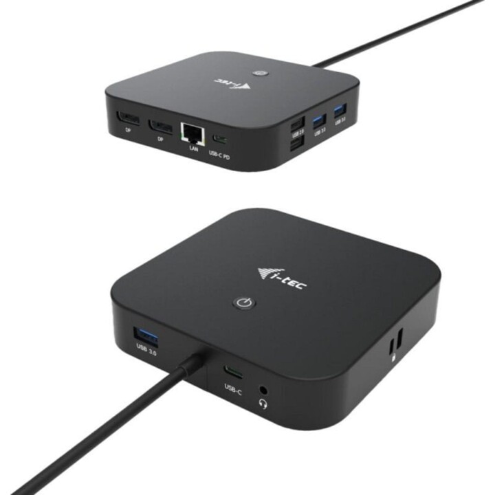 Estación Docking USB-C i-tec C31DUALDPDOCKPD 2xDisplayPort Power Delivery 100W Negro