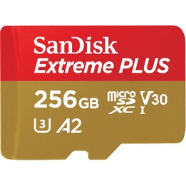 Cartão SanDisk Extreme Plus 256GB microSDXC UHS-I com adaptador SDSQXBD-256G-GN6MA