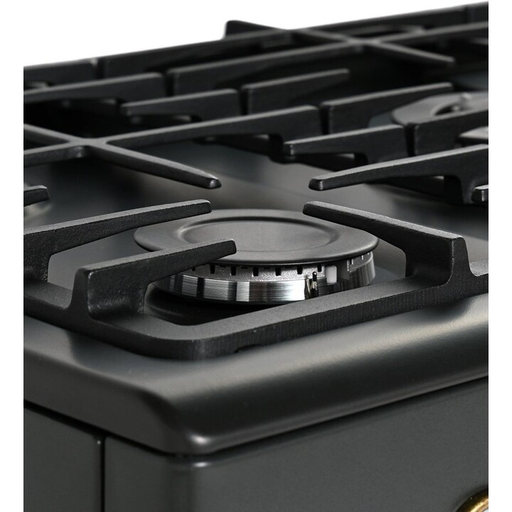 Ravanson Retro KWGE-90AR, cuisinière mixte de 90 cm avec 5 brûleurs à gaz et four électrique de grande capacité, Noir