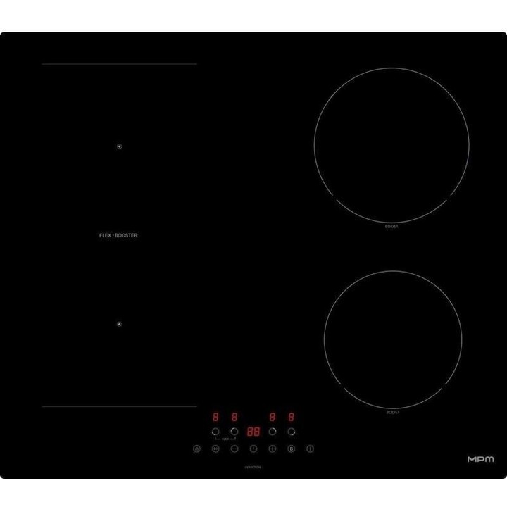 MPM-60-IM-15, plaque de cuisson à induction de 60 cm avec zones de cuisson rapide et commandes tactiles numériques à sécurité in