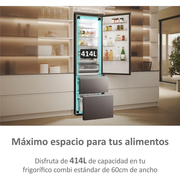 Haier 3D 60 Series 5 HTW5620DNMG, frigorifero 414L classe D con NoFrost e cassetti MyZone, argento