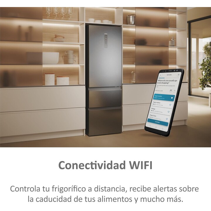 Haier 3D 60 Series 5 HTW5620DNMG, frigorifero 414L classe D con NoFrost e cassetti MyZone, argento