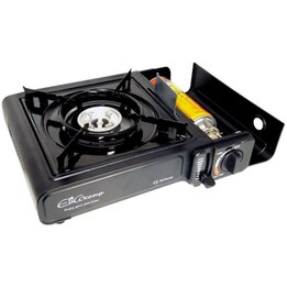 Elico BDZ-155B, Réchaud à gaz de camping portable avec allumage piézoélectrique et étui de transport protecteur, noir