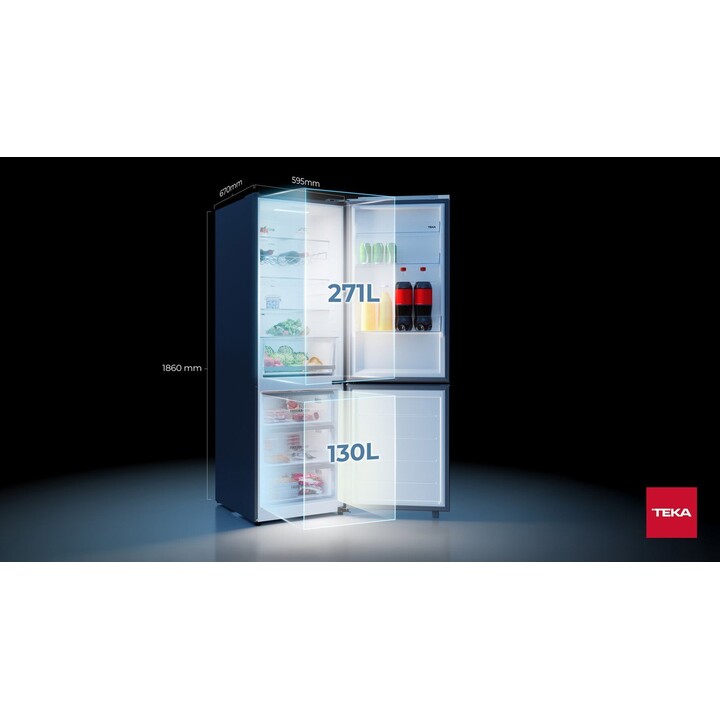Teka RBF 54650 SS XL, Frigorifero combinato di grande volume con tecnologia LongLife NoFrost e antimpronta inox