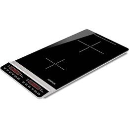 G3 Ferrari Dinamiko Deep, Compact 29.5 cm countertop induction hob with 2 fast cooking heating zones, Black