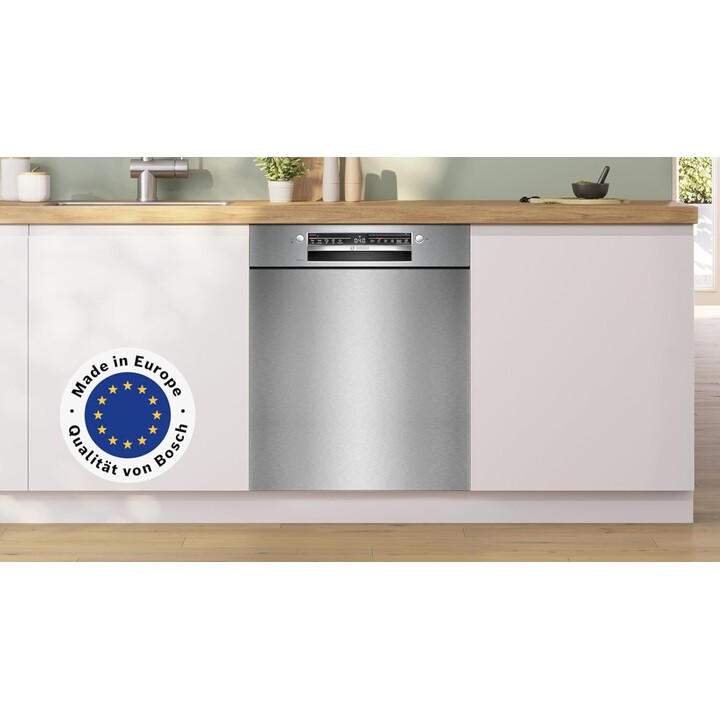 Bosch SMU2HVS06E, Lavastoviglie da incasso con motore EcoSilence e Home Connect per il controllo a distanza, acciaio inox