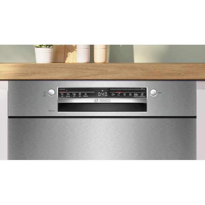 Bosch SMU2HVS06E, Lavastoviglie da incasso con motore EcoSilence e Home Connect per il controllo a distanza, acciaio inox
