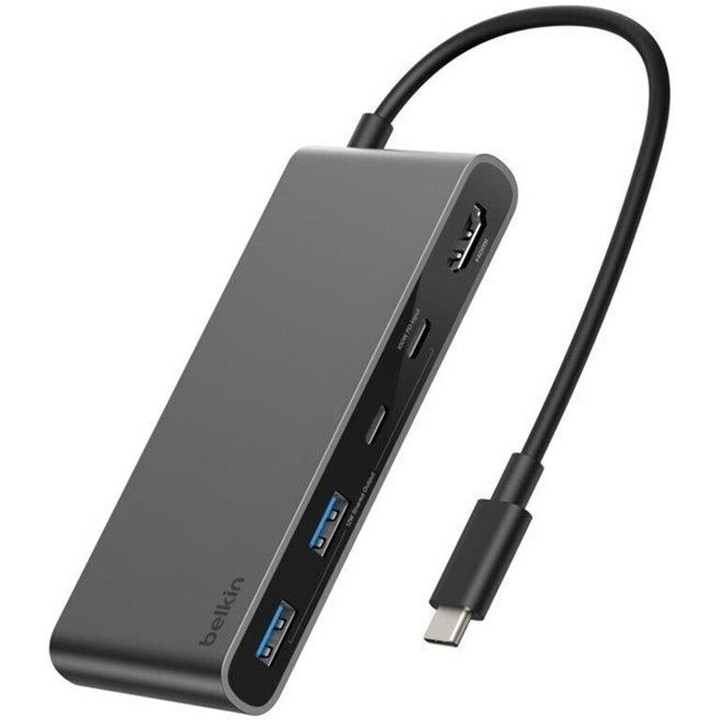 Belkin Connect USB-C 7-Port Multiport Adapter Hub 4K 60Hz 100W PD Grey