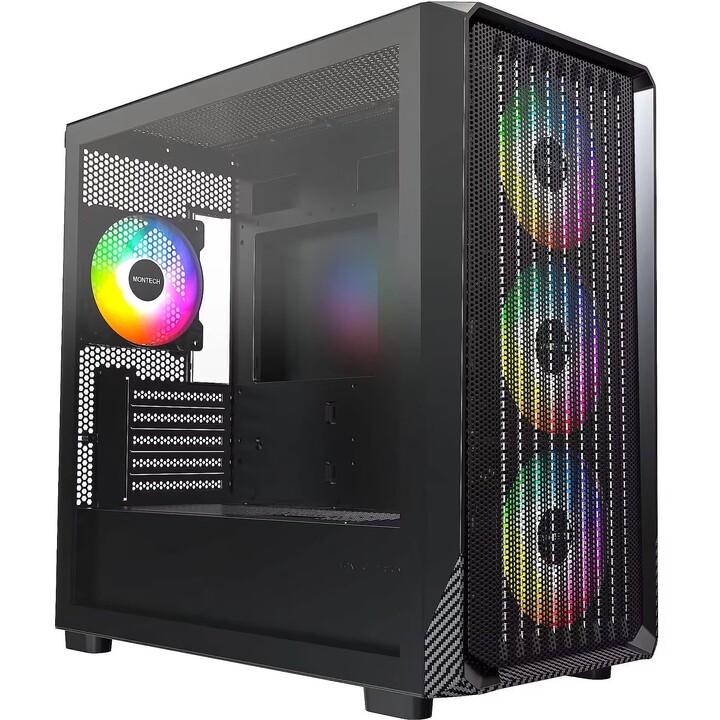 Montech X5M Black Mesh Micro-ATX PC Case 6 ventoinhas fixas RGB de alto fluxo de ar