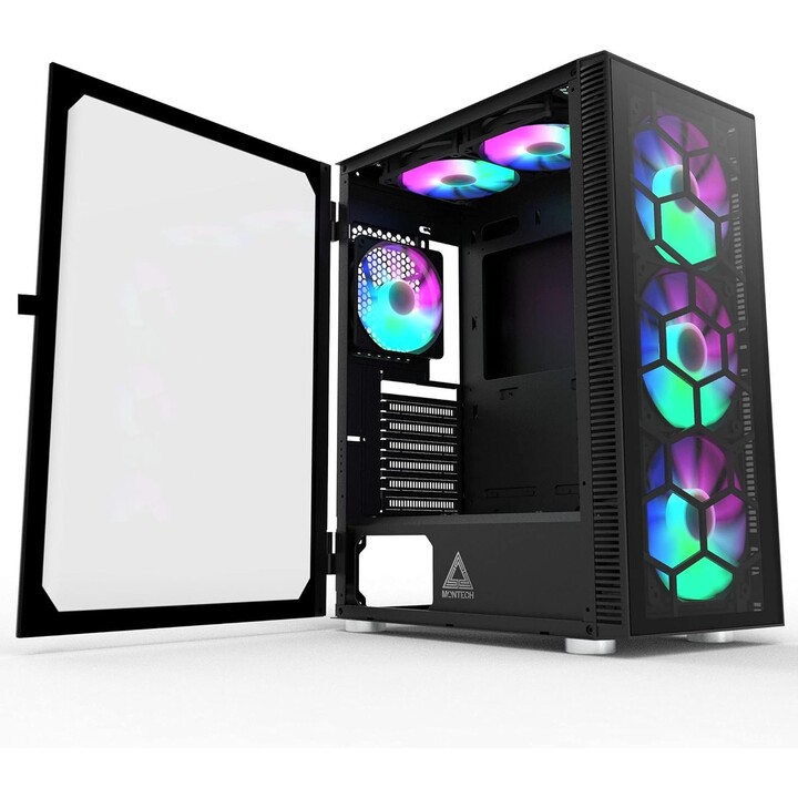 Montech X3 Glass Negra Caja Mid-Tower 6 Ventiladores RGB Fijos Alto Flujo de Aire