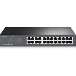 TP-Link TL-SF1024D Conmutador de sobremesa de 24 puertos a 10/100 Mbps para montaje en bastidor con carcasa de acero