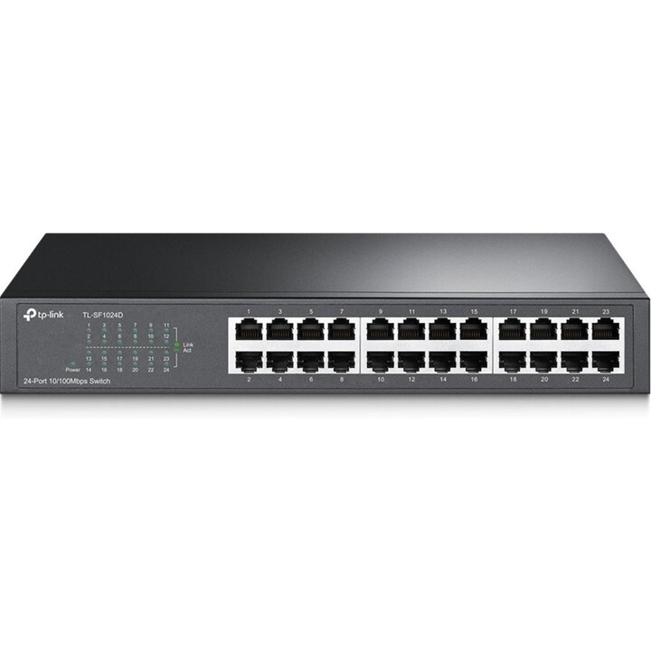 TP-Link TL-SF1024D Conmutador de sobremesa de 24 puertos a 10/100 Mbps para montaje en bastidor con carcasa de acero