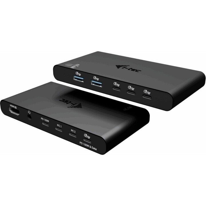 Estação de ancoragem KVM USB-C i-tec HDMI 4K 60Hz Fornecimento duplo de energia 2x100W