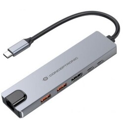 6-in-1-USB-3.2-Gen-2-Dock, HDMI 4K60Hz, USB-A 10 Gbit/s x 2, USB-C 10 Gbit/s, GbE-LAN, 140 W USB PD 3.1