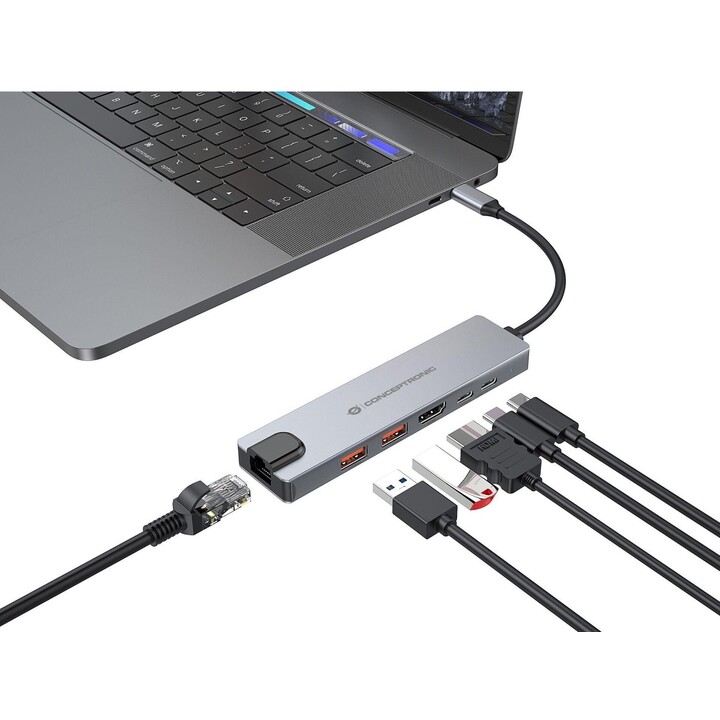 6-in-1-USB-3.2-Gen-2-Dock, HDMI 4K60Hz, USB-A 10 Gbit/s x 2, USB-C 10 Gbit/s, GbE-LAN, 140 W USB PD 3.1