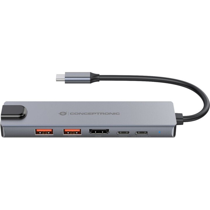 6-in-1-USB-3.2-Gen-2-Dock, HDMI 4K60Hz, USB-A 10 Gbit/s x 2, USB-C 10 Gbit/s, GbE-LAN, 140 W USB PD 3.1