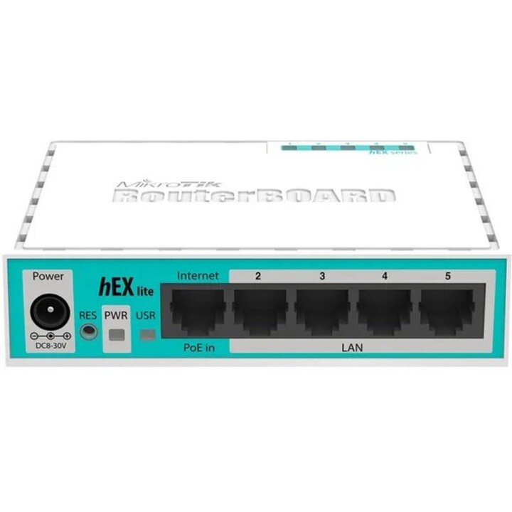 MikroTik RB750r2 hEX lite 5-Puertos Fast Ethernet Router RouterOS L4