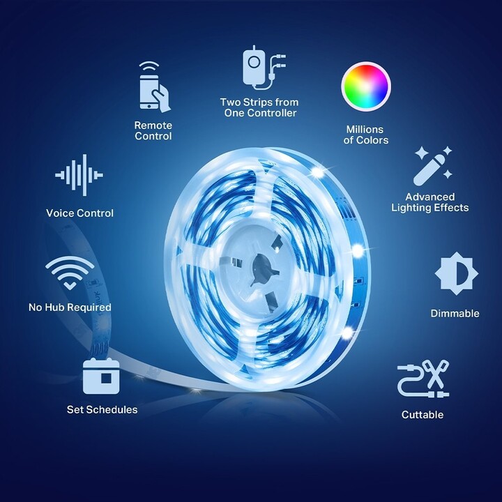 TP-Link Tapo TL61-10 Tira de Luz Wi-Fi Inteligente Multicolor RGB 10m (2x5m) 2.4GHz Wi-Fi No Requiere Hub