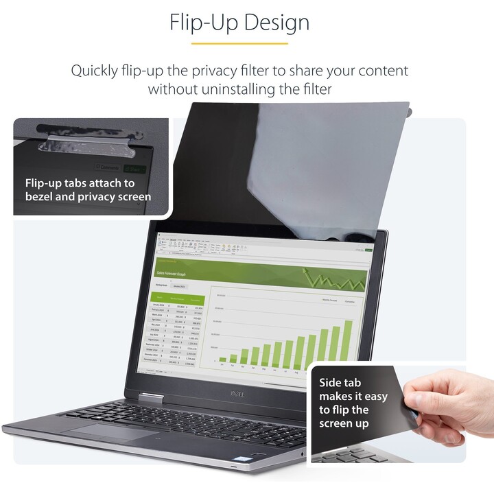 StarTech 13,3 polegadas 16:10 Laptop Privacy Screen Filter Anti-Glare Blue Light Filter