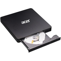 Grabadora de DVD portátil externa Acer GP.ODD11.001 USB 3.2 Gen 1 Tipo-A y Tipo-C Ranura de carga Soporte M-DISC Negro