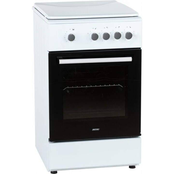MPM-54-KGF-21, Cocina de gas de alto rendimiento con 4 quemadores y sistema de horno integrado de gran capacidad, Blanca