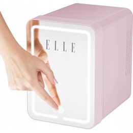 ELLE, 4L mini fridge with LED mirror ideal for beauty products and advanced skincare storage, Violet