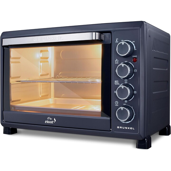 Grunkel HR-38PRO, 38L 2000W tabletop oven with baking function and compact functional design, Black