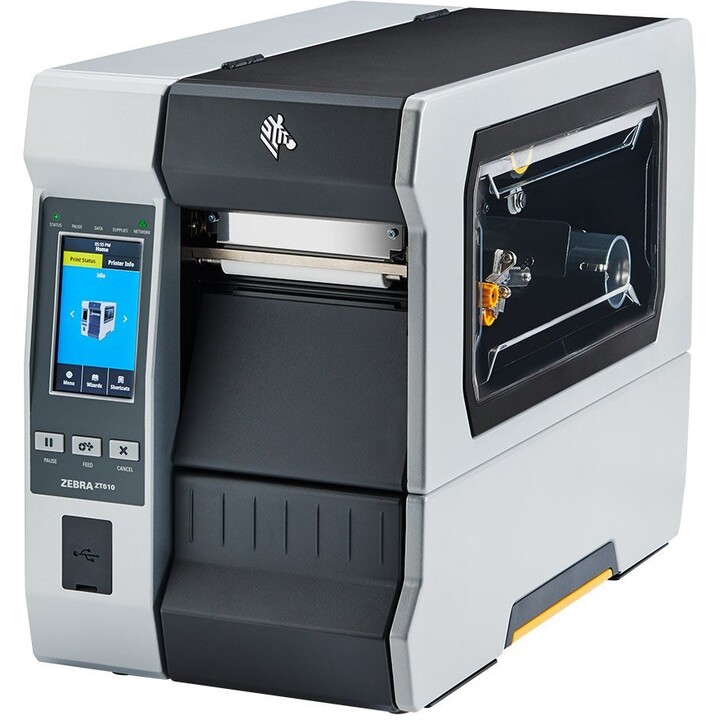 Impressora industrial de transferência térmica de 4 polegadas e alto desempenho Zebra ZT610 203 dpi com barra de rasgar