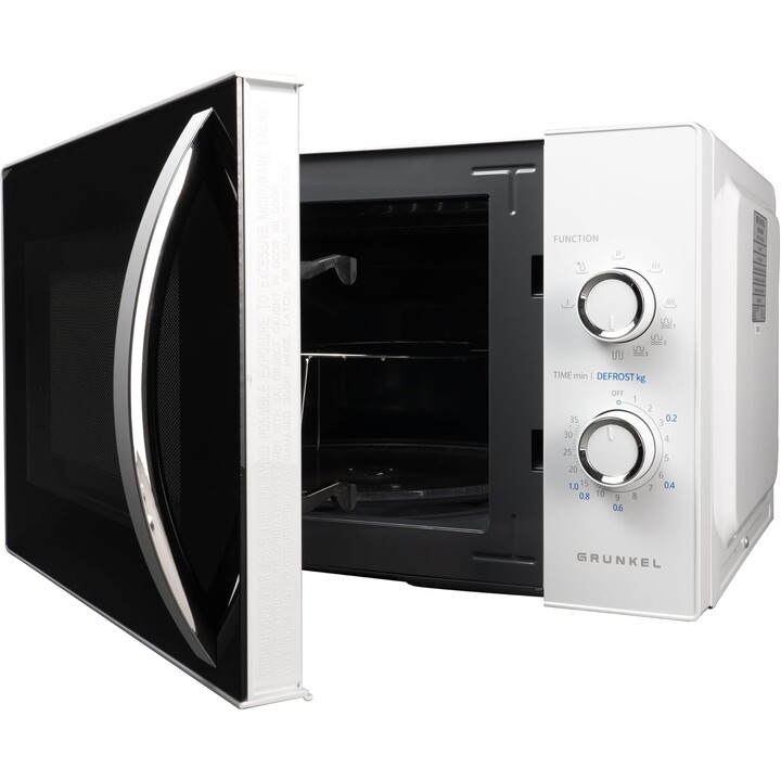 Grunkel MWG-25GRILL Microwave, 25L and 850W with Grill function for crispy and uniform results, White